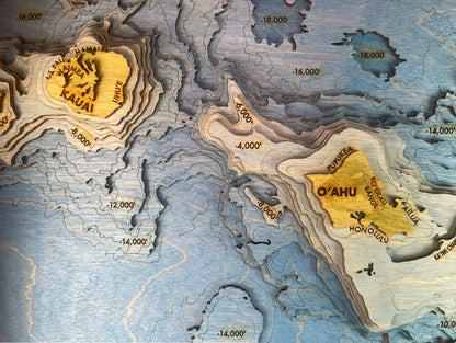 Hawaiian Islands Topographic Map