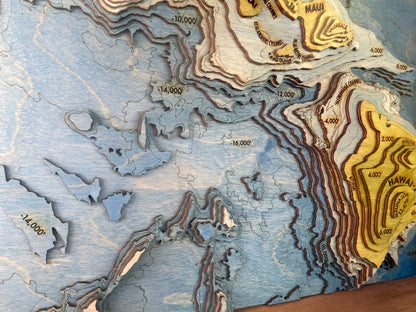 Hawaiian Islands Topographic Map