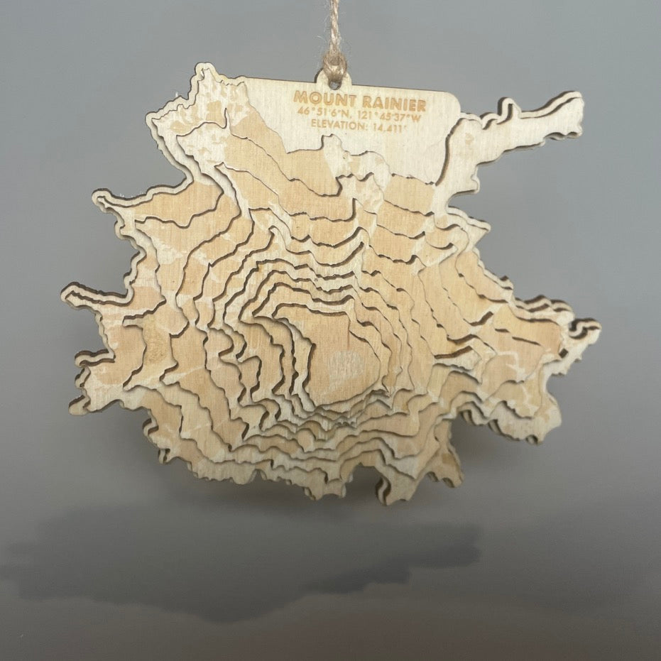 Mt Rainier Map Ornament